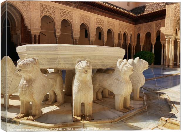 Patio of the Lions, The Nasrid Palace, Granada, Spain Canvas Print by EMMA DANCE PHOTOGRAPHY