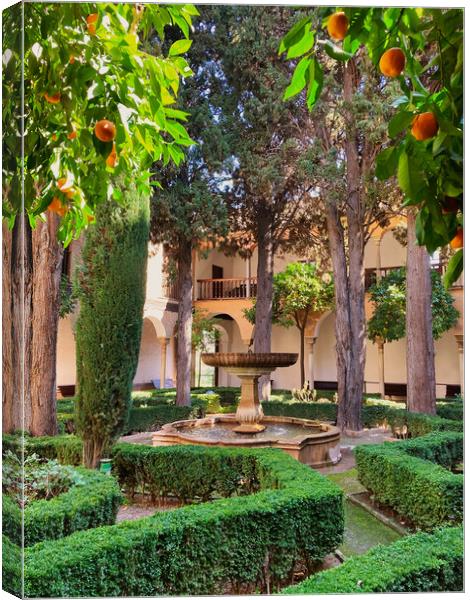 Daraxa's Garden, The Alhambra Palace, Granada, Spain Canvas Print by EMMA DANCE PHOTOGRAPHY