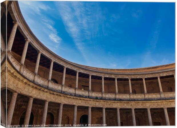 The Charles V Palace in the Alhambra Palace, Granada, Spain Canvas Print by EMMA DANCE PHOTOGRAPHY