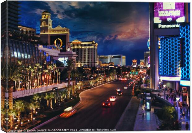 Las Vegas by Night Canvas Print by EMMA DANCE PHOTOGRAPHY