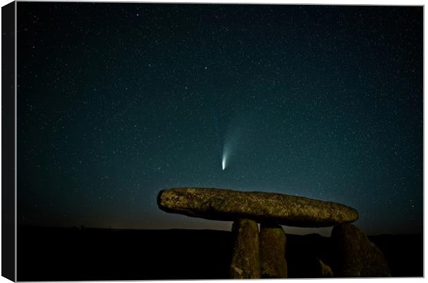 Comet Neowise over Lanyon Quoit in Cornwall Canvas Print by Paul Cooper