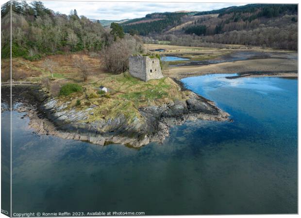 Old Lachlan Castle From The Air Canvas Print by Ronnie Reffin