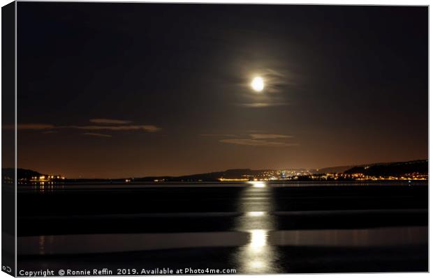 Moon Over Loch long Canvas Print by Ronnie Reffin