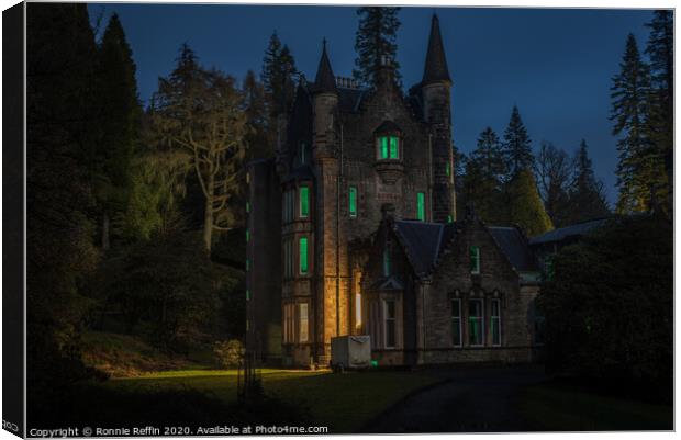 Benmore House At Night Canvas Print by Ronnie Reffin