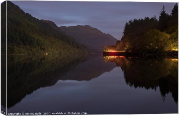 Loch Eck In The Blue Hour Canvas Print by Ronnie Reffin