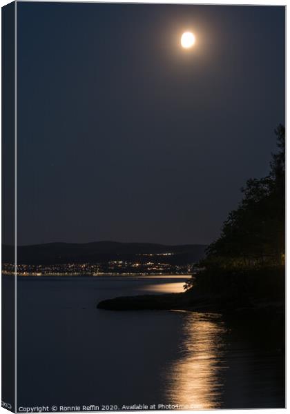 Moonlight On Water Canvas Print by Ronnie Reffin