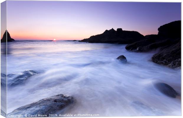 North Cornwall beach at sunset Canvas Print by David Moore