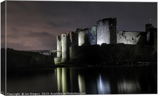 Caerphilly Castle Canvas Print by Jan Gregory