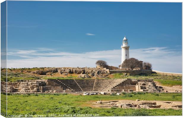 Amphitheatre with a Lighthouse Canvas Print by Jan Gregory