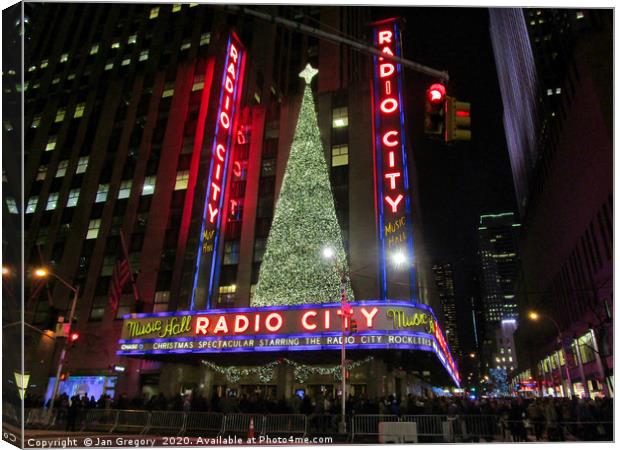 Christmas at Radio City Music Hall                 Canvas Print by Jan Gregory