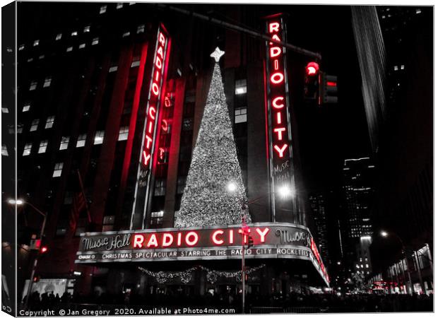 Music Hall Radio City             Canvas Print by Jan Gregory