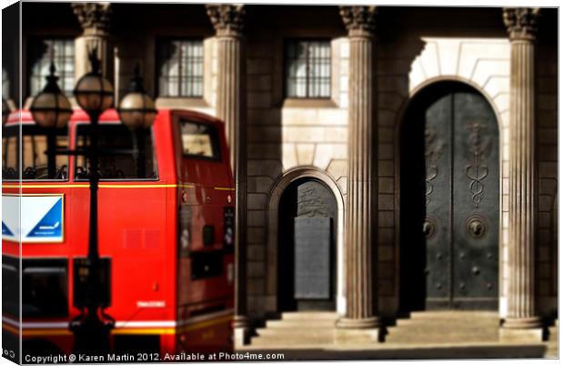 Bus and Bank of England Canvas Print by Karen Martin