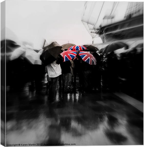 Union Jack Umbrellas Canvas Print by Karen Martin