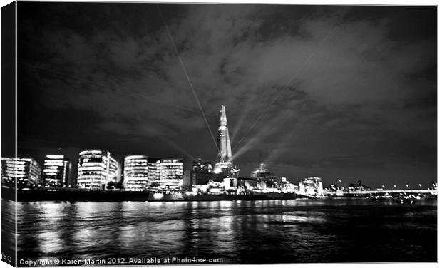 The Shard Laser Show Canvas Print by Karen Martin