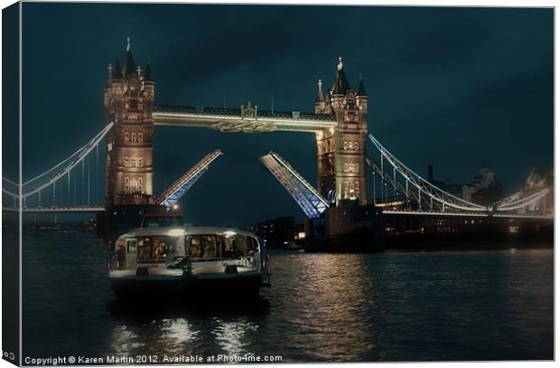 Tower Bridge and River Boat Canvas Print by Karen Martin