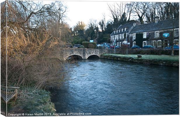 River Coln and The Swan Hotel Canvas Print by Karen Martin