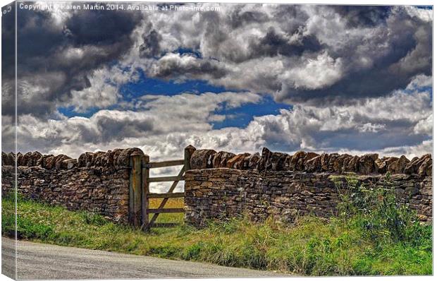  Dry Stone Wall and Gate Canvas Print by Karen Martin