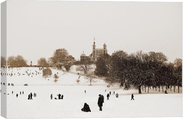 Greenwich Observatory in Sepia Canvas Print by Karen Martin