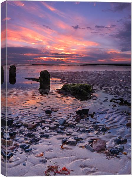 Newton beach sunset at low tide Canvas Print by John Boyle