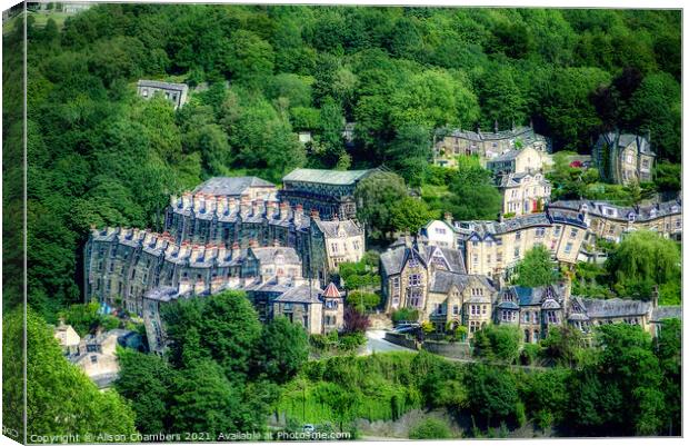 Hebden Bridge Through Beer Goggles Canvas Print by Alison Chambers