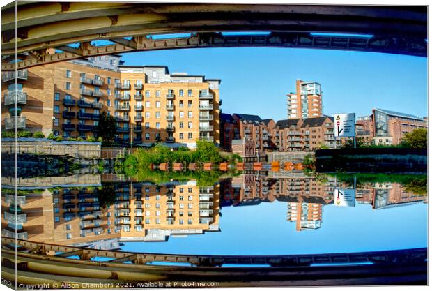 Roberts Wharf Reflection Leeds Canvas Print by Alison Chambers