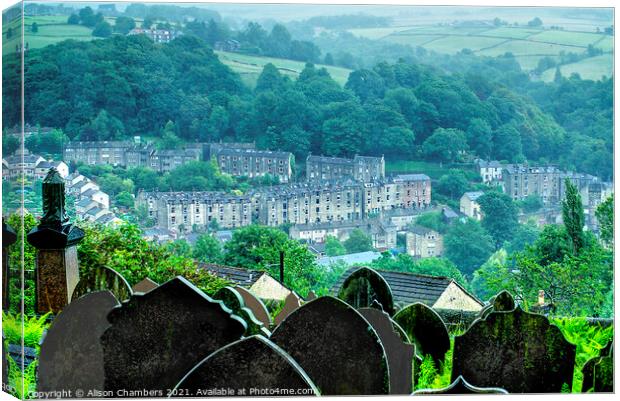 Hebden Bridge From Above  Canvas Print by Alison Chambers