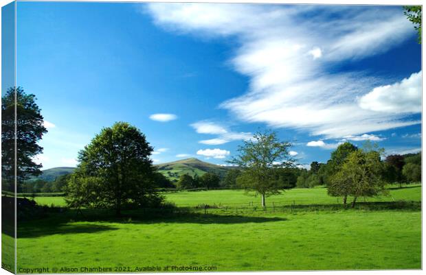 Lose Hill from the Vale of Edale Canvas Print by Alison Chambers