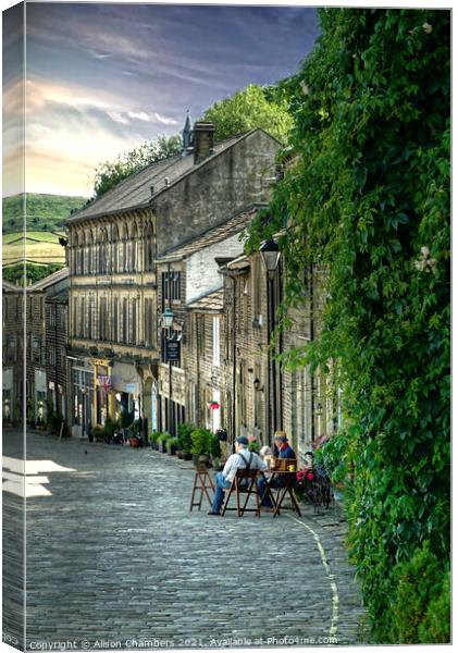 A lazy Summer Evening in Haworth Portrait  Canvas Print by Alison Chambers