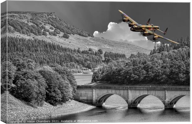 Ladybower Lancaster Bomber Canvas Print by Alison Chambers