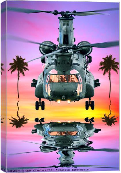Chinook Tropical Ops Canvas Print by Alison Chambers