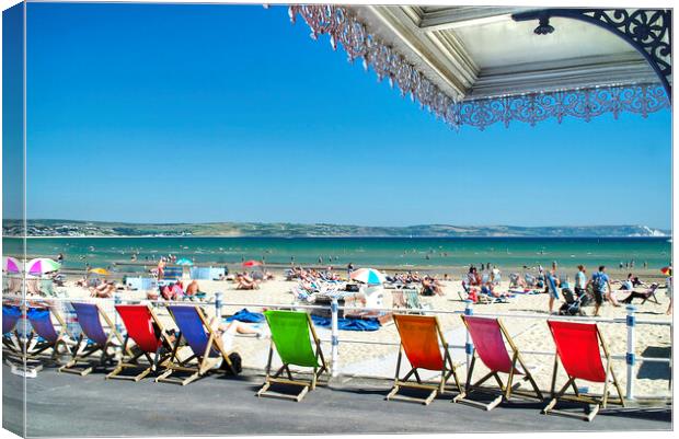 Weymouth Deckchairs Canvas Print by Alison Chambers