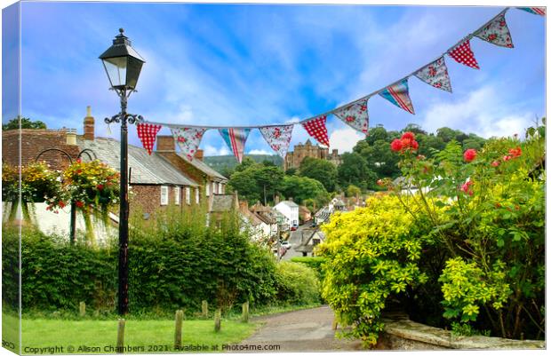 Summer Bunting In Dunster Canvas Print by Alison Chambers
