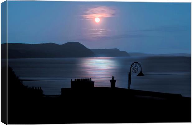 Lyme Regis By Moonlight  Canvas Print by Alison Chambers