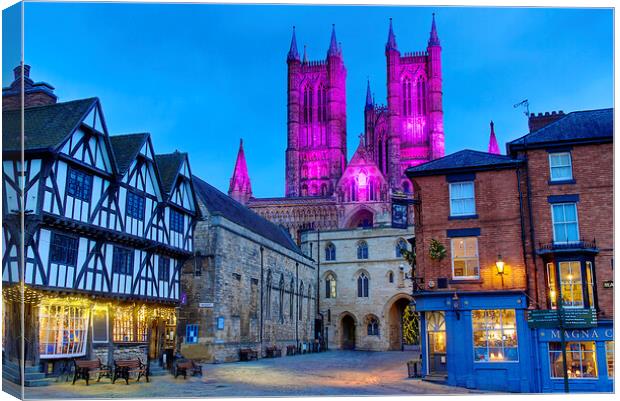 Lincoln Cathedral In Advent Colours Canvas Print by Alison Chambers