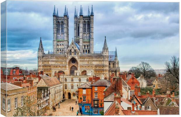 Lincoln Cathedral Aerial View Canvas Print by Alison Chambers