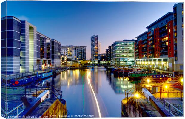 Leeds Dock At Night Canvas Print by Alison Chambers