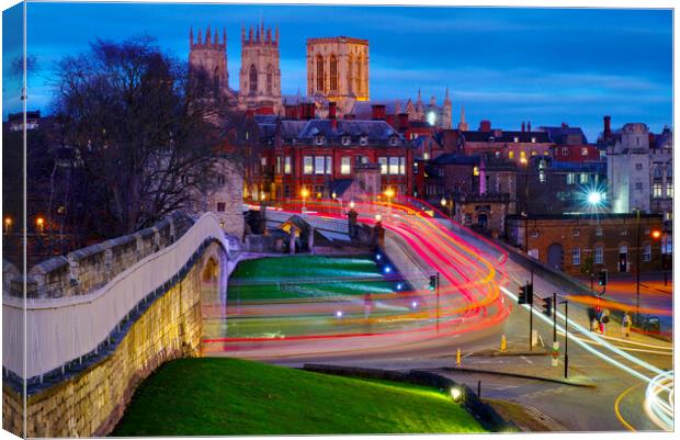 York City Wall By Night Canvas Print by Alison Chambers