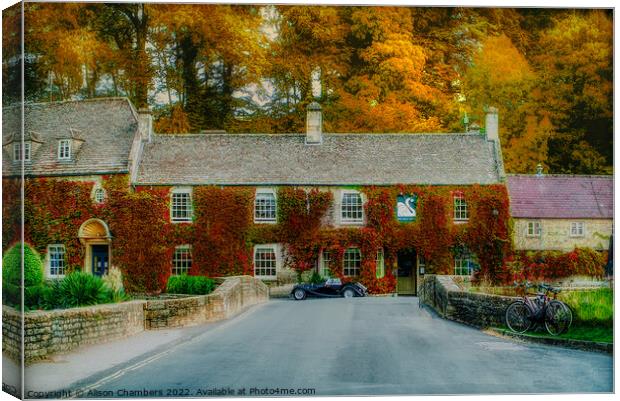 The Swan Hotel, Bibury Canvas Print by Alison Chambers