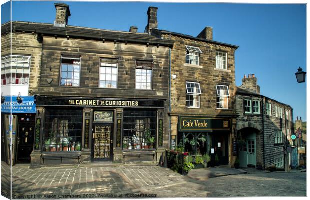 Shops Of Haworth Canvas Print by Alison Chambers