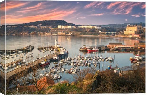 Scarborough South Bay Panorama  Canvas Print by Alison Chambers