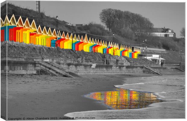 Scarborough Beach Huts (colour selection) Canvas Print by Alison Chambers