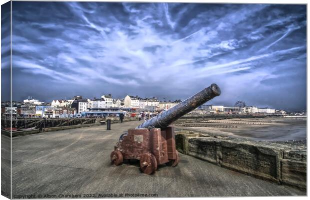 Bridlington North Pier Cannon, Yorkshire Coast Canvas Print by Alison Chambers