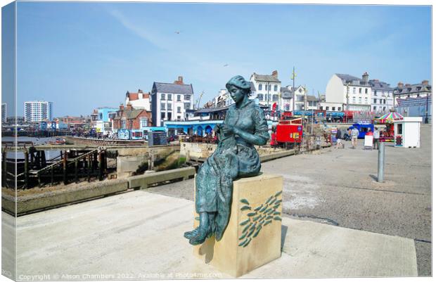 Bridlington Gansey Girl, Yorkshire Coast Canvas Print by Alison Chambers