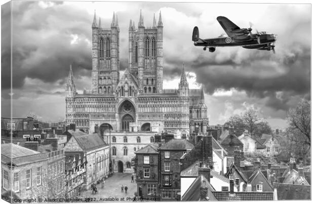 Lincoln Cathedral Lancaster Bomber Canvas Print by Alison Chambers