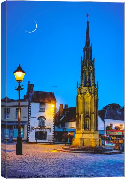 Glastonbury Town New Moon Canvas Print by Alison Chambers