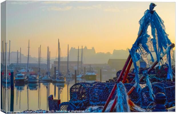 Scarborough Harbour, North Yorkshire Coast Canvas Print by Alison Chambers