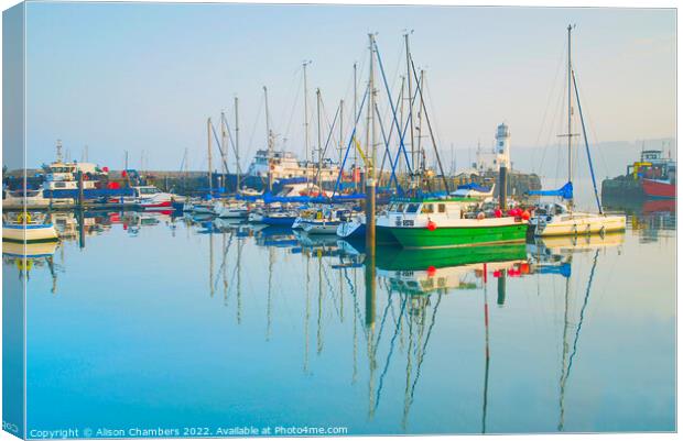 Scarborough Harbour Serene  Canvas Print by Alison Chambers