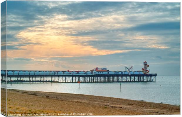 Herne Bay Pier Sunset Canvas Print by Alison Chambers