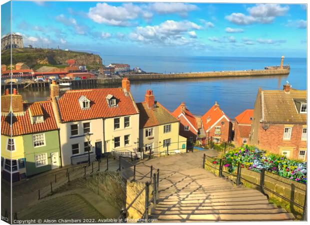 Whitby 199 Steps Canvas Print by Alison Chambers