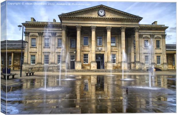 Huddersfield Train Station Reflection Canvas Print by Alison Chambers